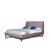 Manhattan Comfort S-BD003-QN-BH Heather Queen Bed in Velvet Blush and Black Legs